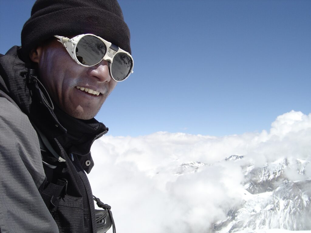 on the summit of chulu west