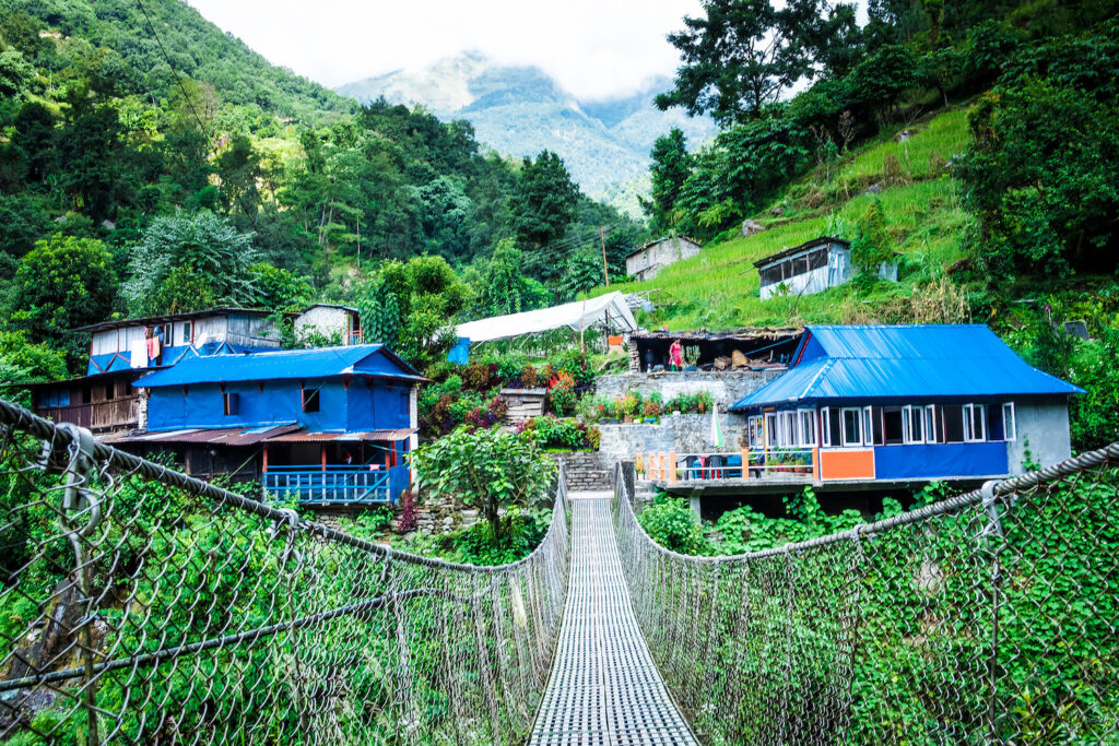 sherpa settlement en route to mount everest base camp