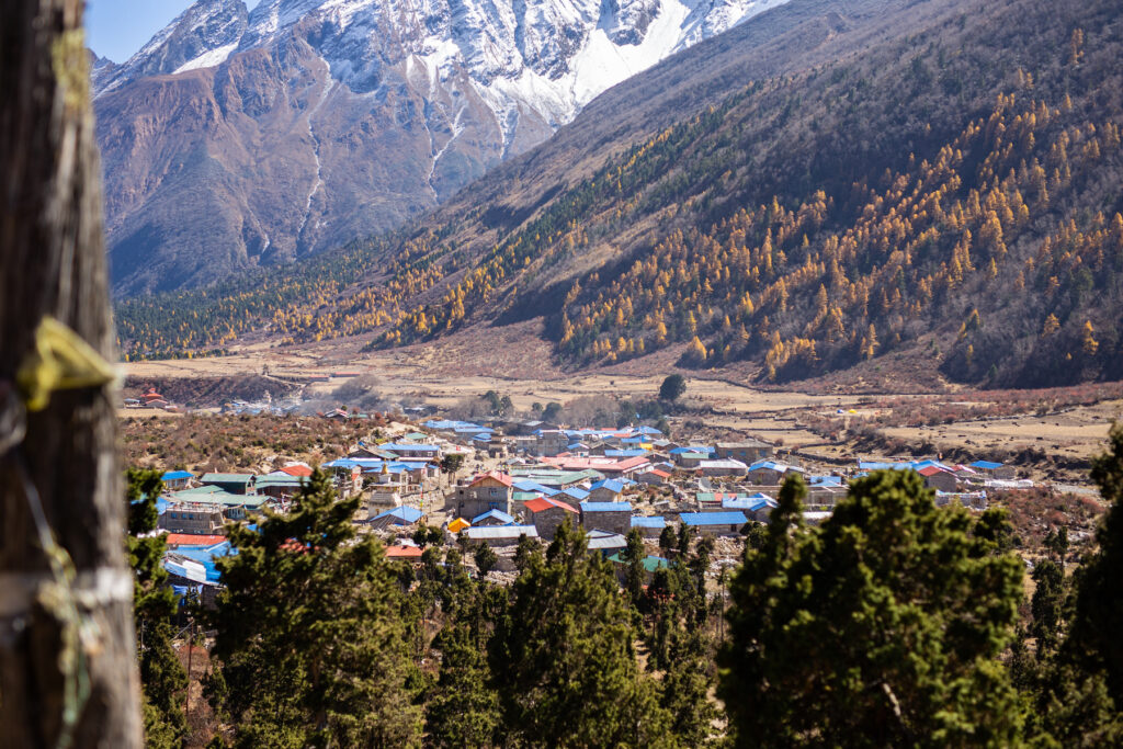 view of samagaun village on the manaslu circuit trek