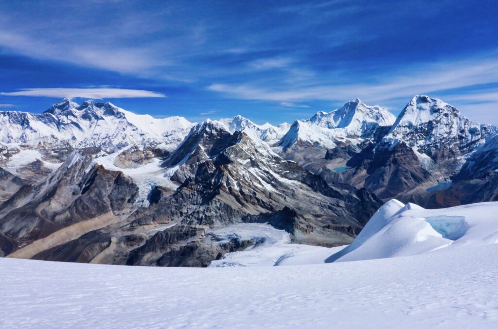 view from the summit of mera peak nepal
