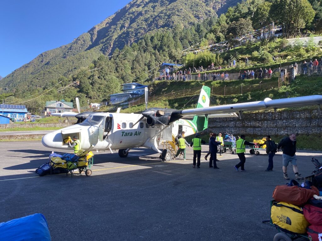 mera peak team arriving in lukla
